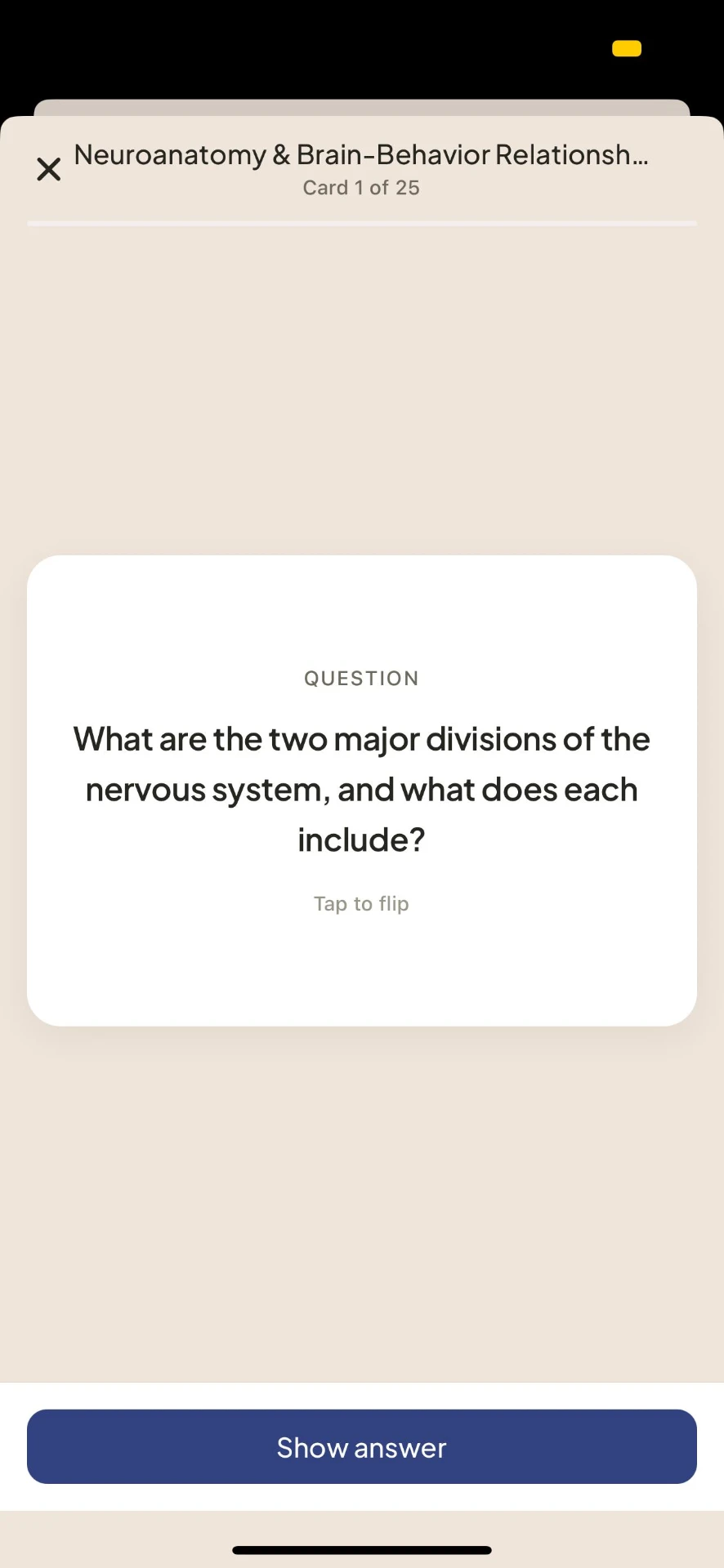 EPPP flashcard question on neuroanatomy and brain-behaviour relationships