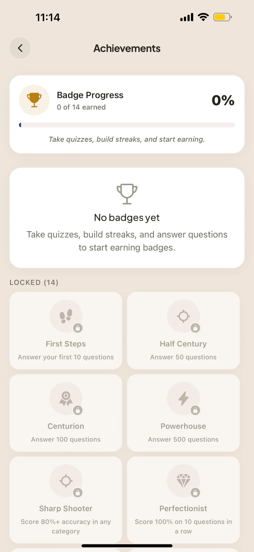 EPPP achievements screen with badge progress